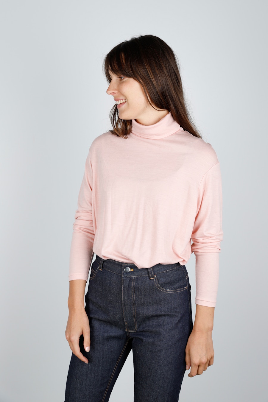Three petal merino papercut fall turtleneck side