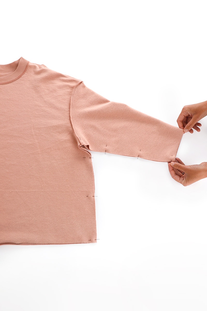 15 sleeve under arm seam pinned