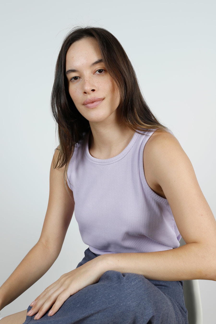 Lilac Rib Fog Tee Tank Hack Make by TFS Organic Cotton
