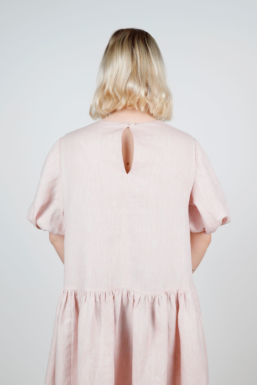 Back Pink Salt Hemp Puff Sleeve Ivy Dress Make by TFS The Fabric Store