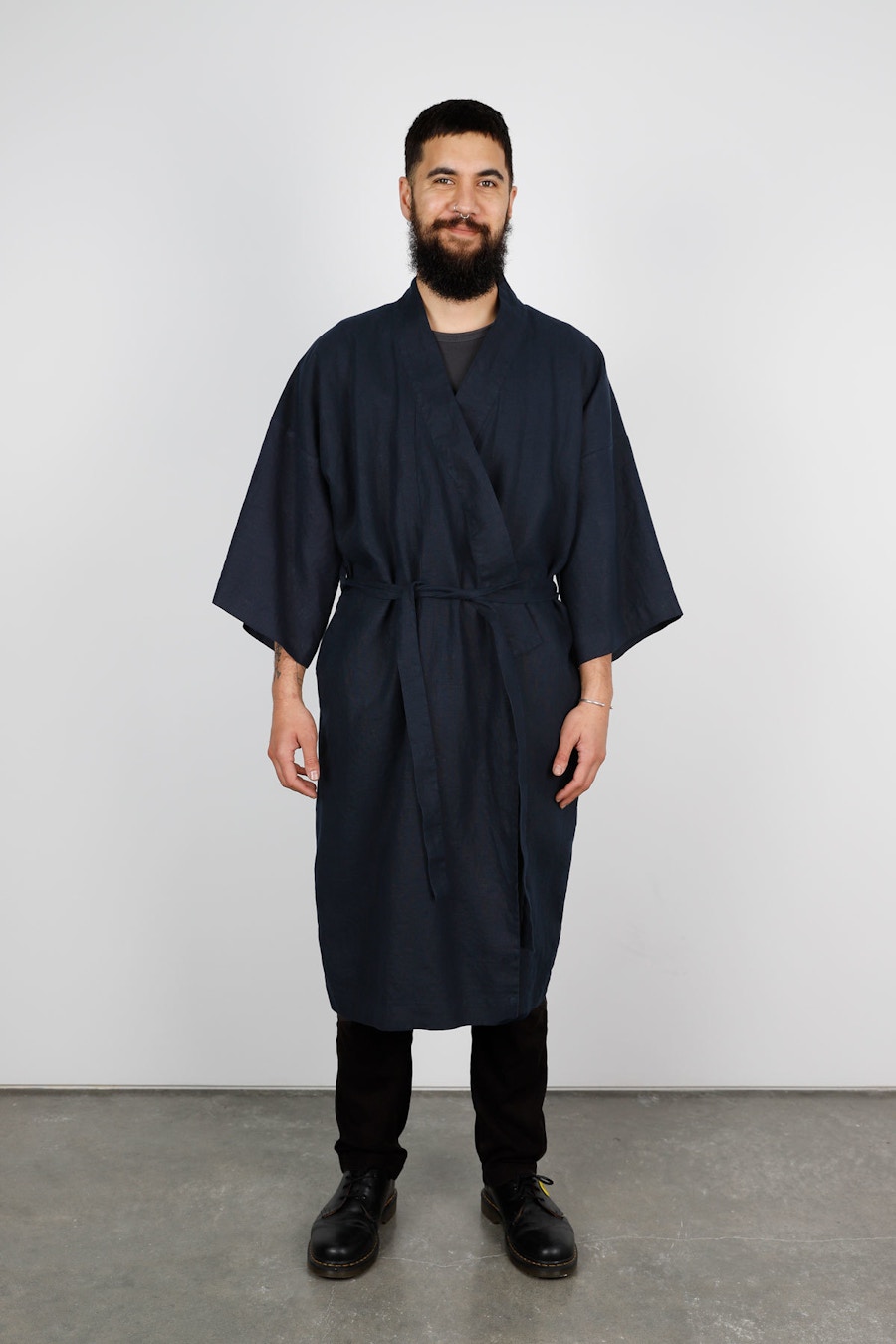 Mitch front lucie robe pattern make by TFS linen fabric by the fabric store