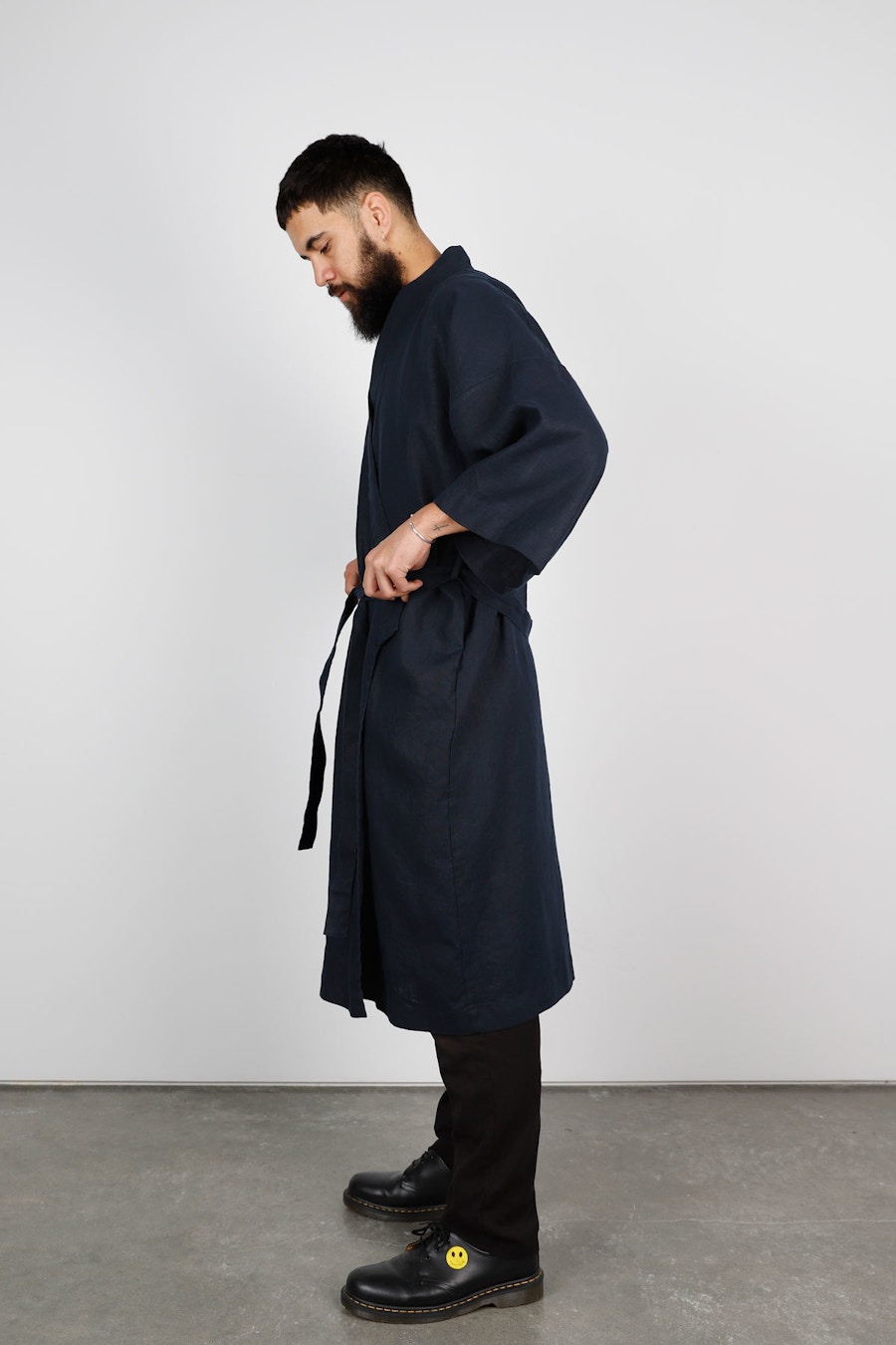 Mitch side lucie robe pattern make by TFS linen fabric by the fabric store