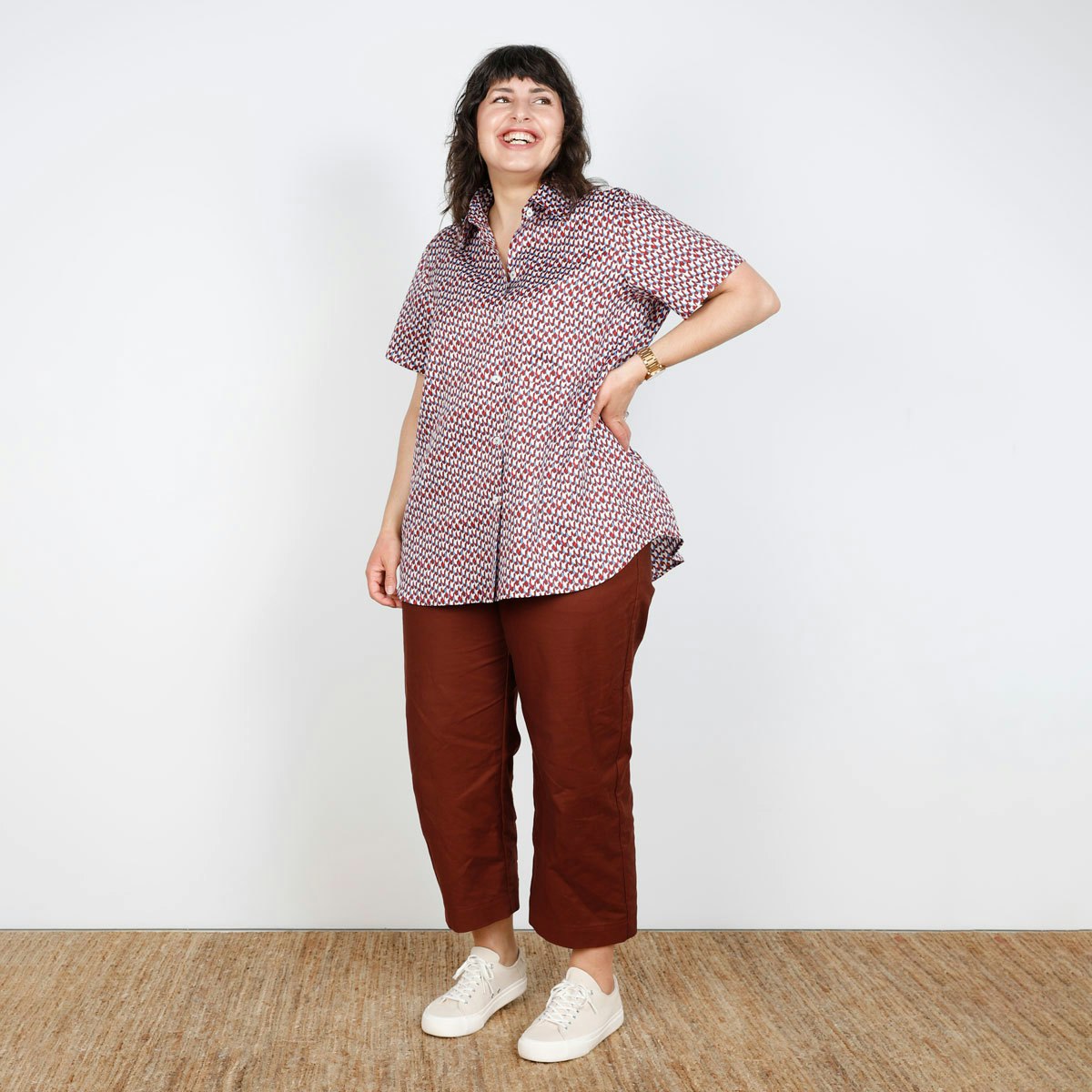 SQ Front Bloom Shirt in Cotton Print Cass Pant Make by TFS