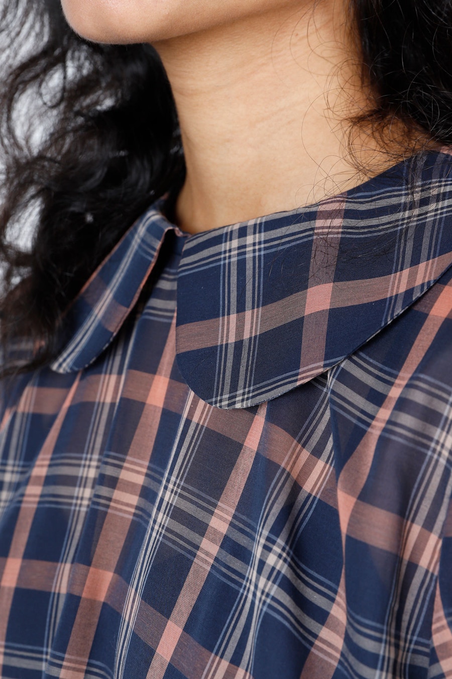 Collar Front Ivy Top Make by TFS Check Cotton
