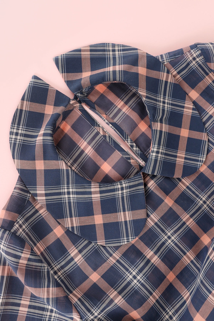 Flat Collar Ivy Top Make by TFS Check Cotton