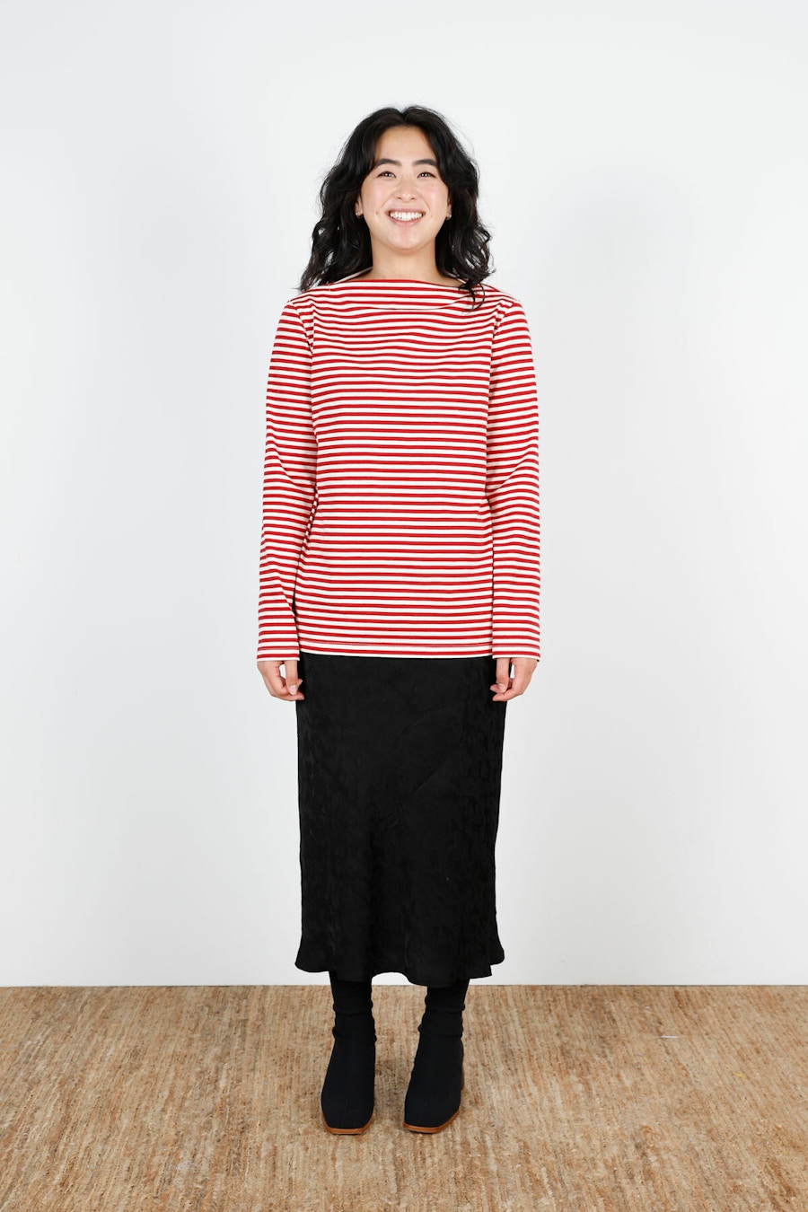 Front Striped Make by TFS Boat Neck Fog Tee