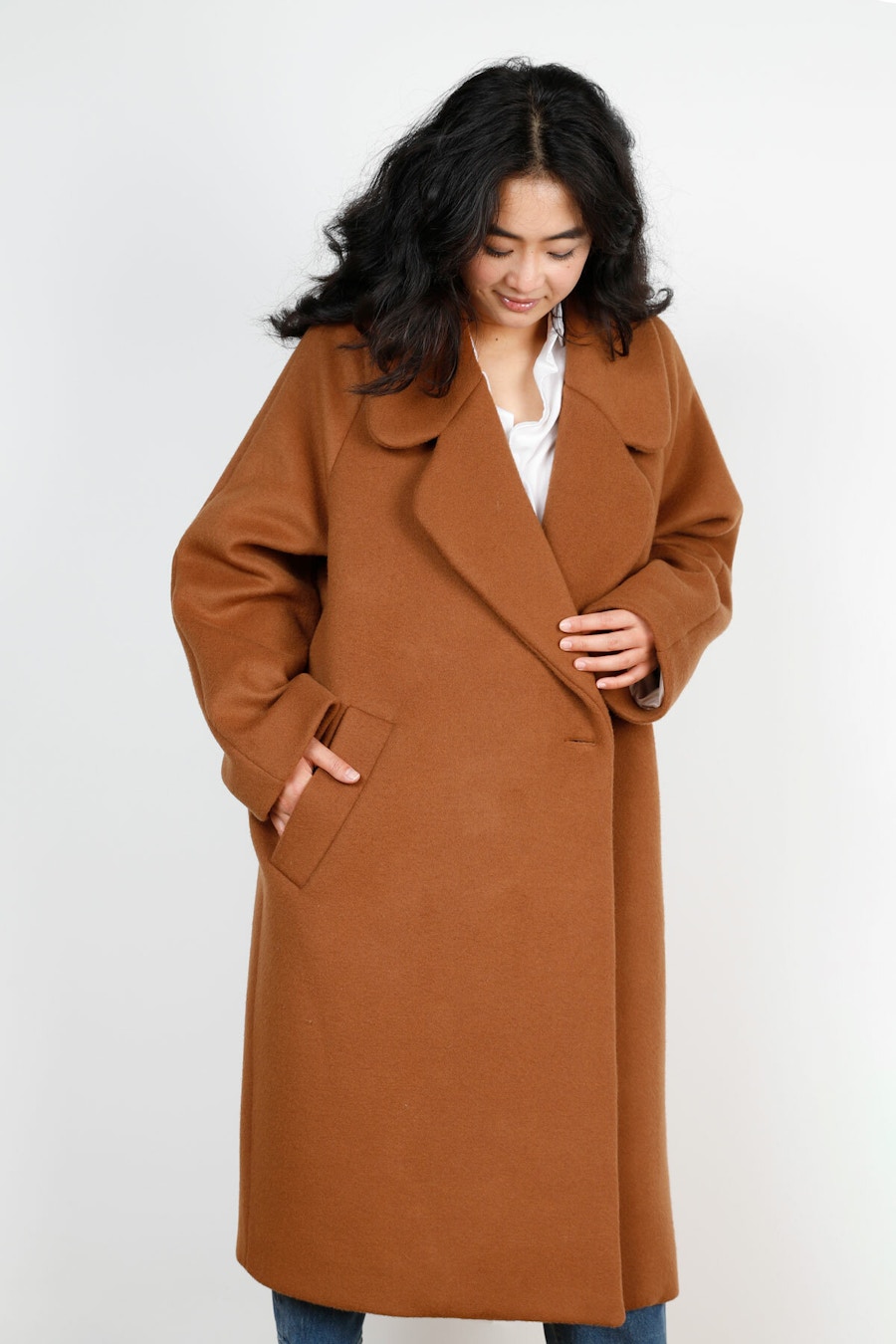 Front Crop Make by TFS Poppy Coat Cinnamon Stick