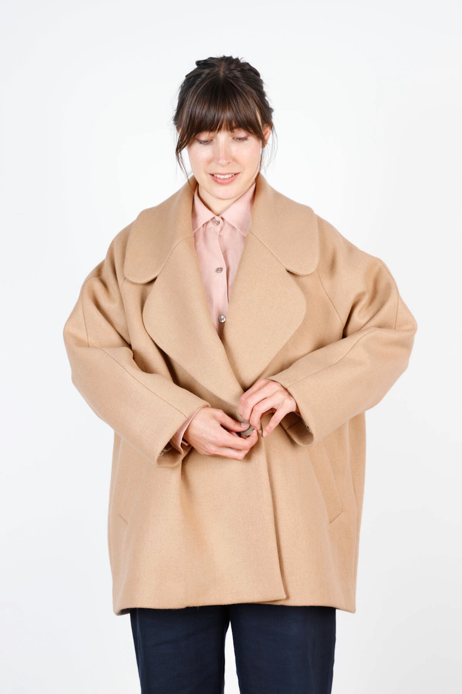 Edit Button Fawn Wool Make by TFS Short Poppy Coat