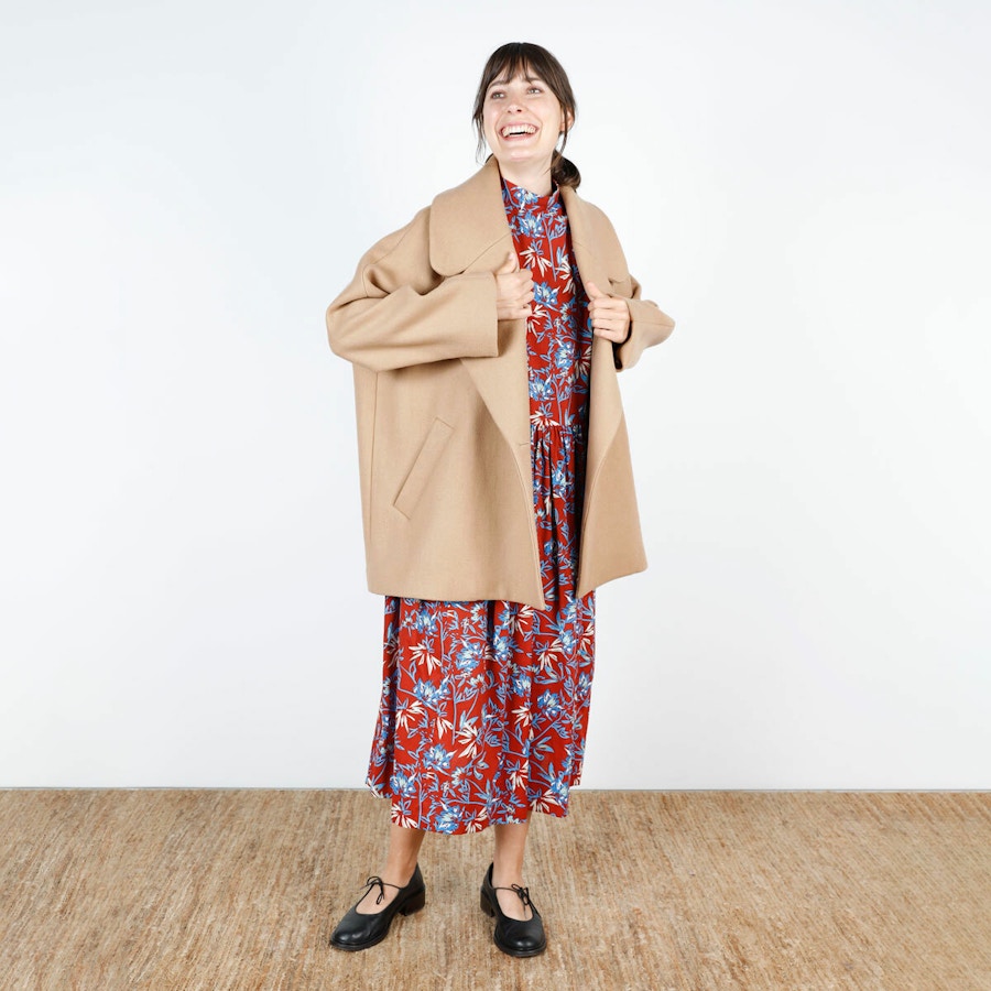 Edit SQ Front Ivy Dress Fawn Wool Make by TFS Short Poppy Coat