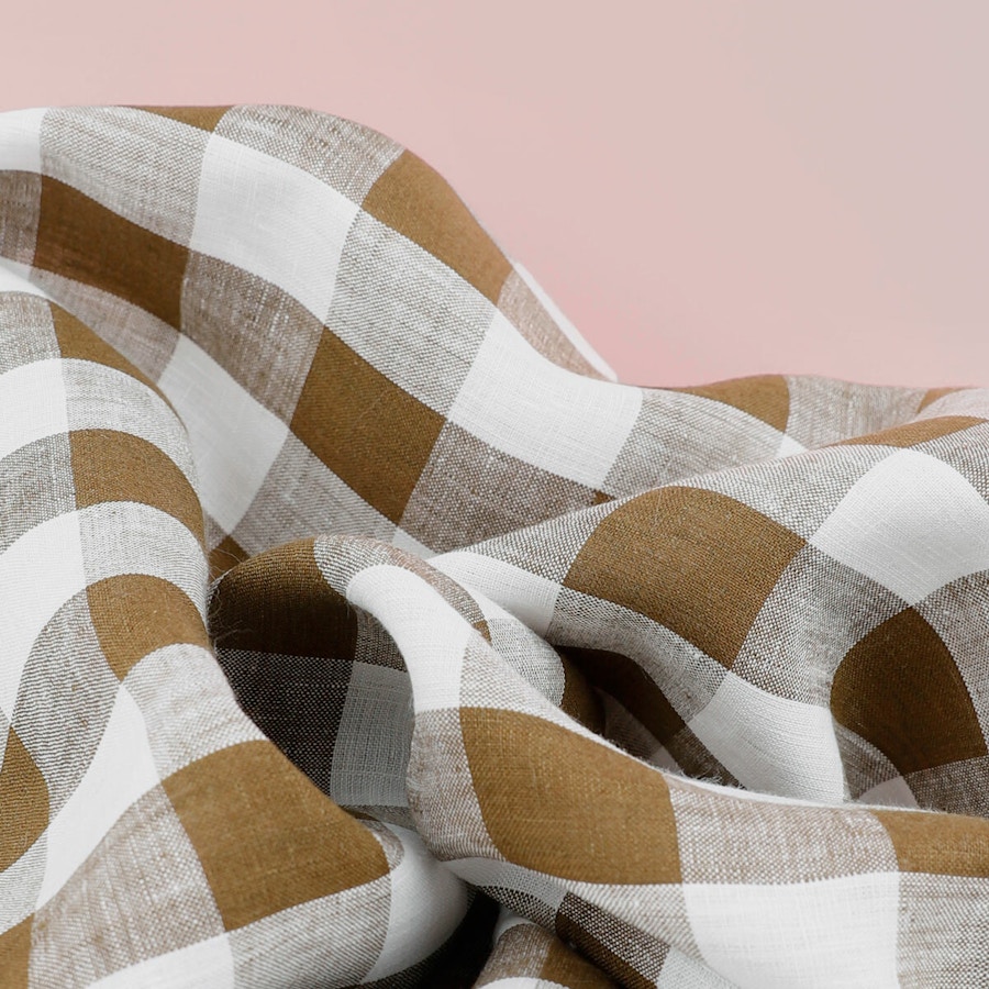 SQ Olive Bold Gingham Linen