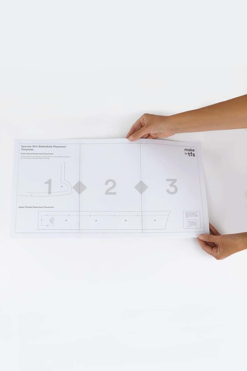 Shirt template buttonhole