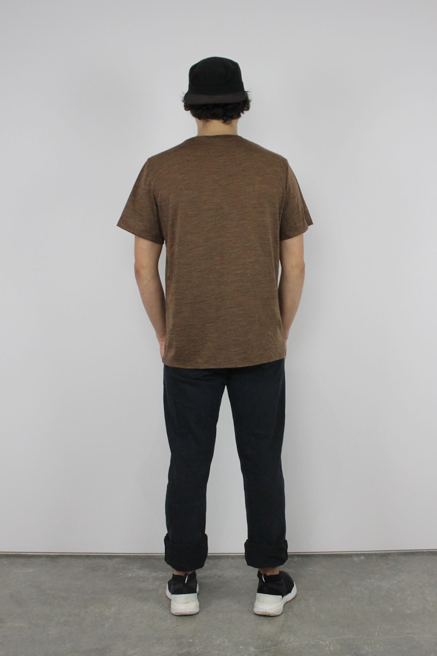 Elbe textiles sage merino tee shirt walnut marle back fabric by the fabric store