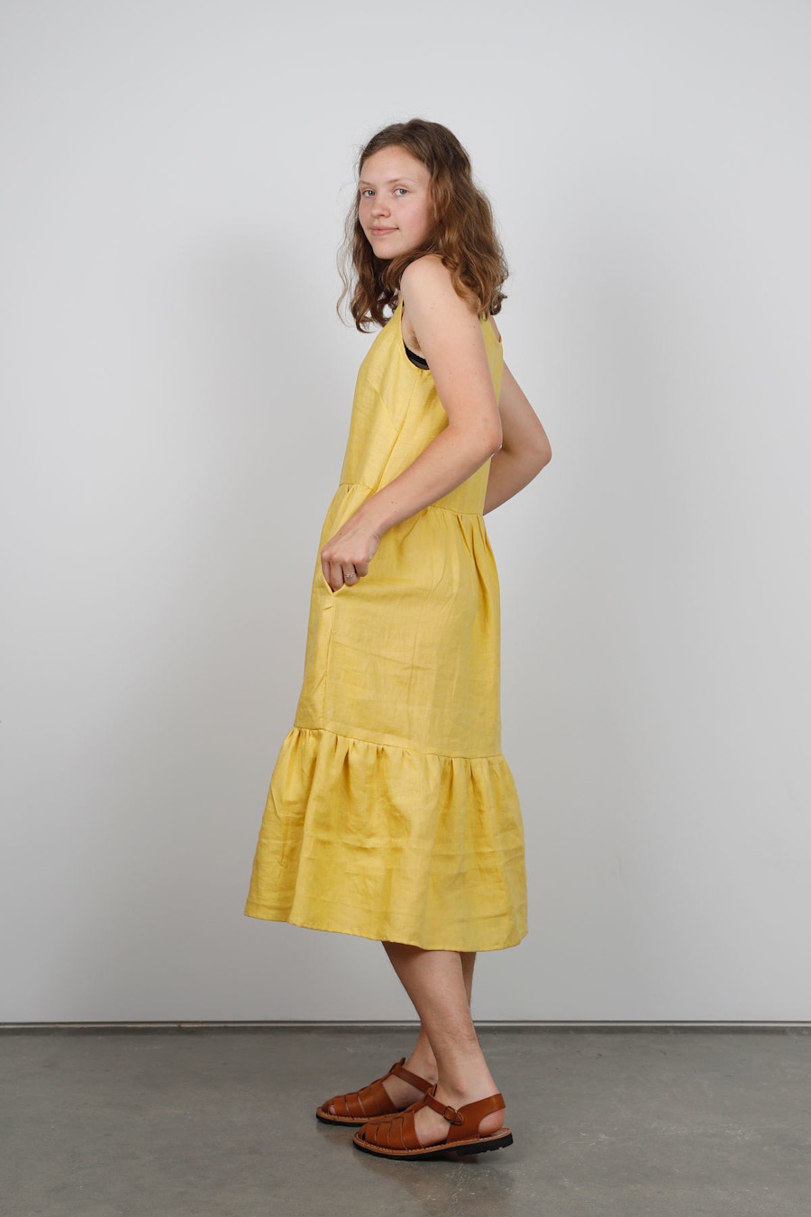 Side peppermint mag bardon dress buttercup linen by the fabric store