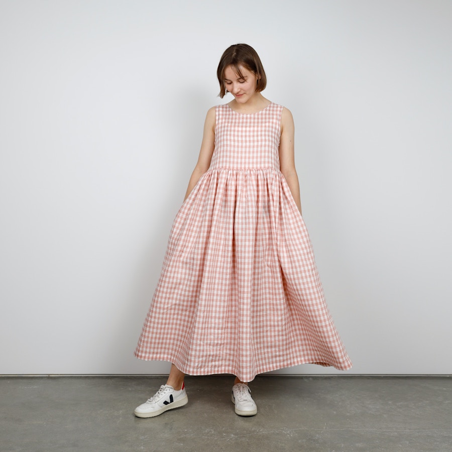 Sarah kirsten chamomile dress gingham linen by the fabric store
