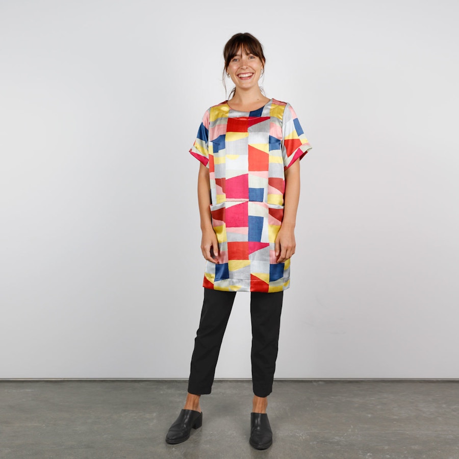 Paired Paint Print Cielo Dress The Fabric Store Hero