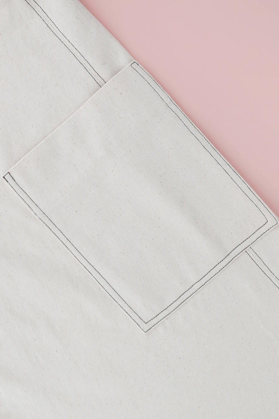 Pocket stitching Soften Studio Ora Pinafore Natural Upcycled Cotton