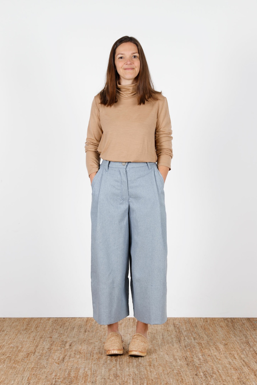 Front Biscotti Fog Upcycled Cotton Twill Birgitta Helmersson Block Pants The Fabric Store Blog