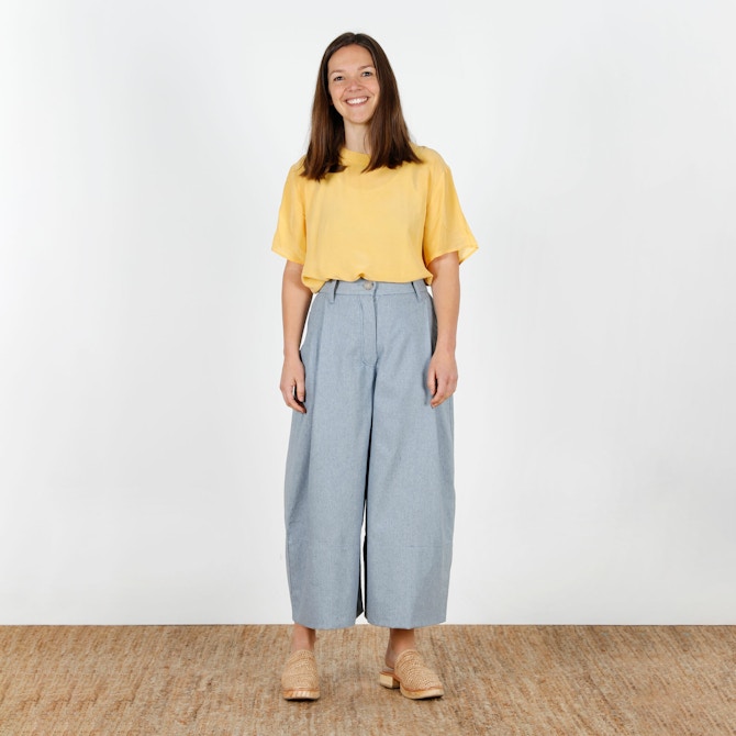 SQ Front Upcycled Cotton Twill Birgitta Helmersson Block Pants The Fabric Store Blog