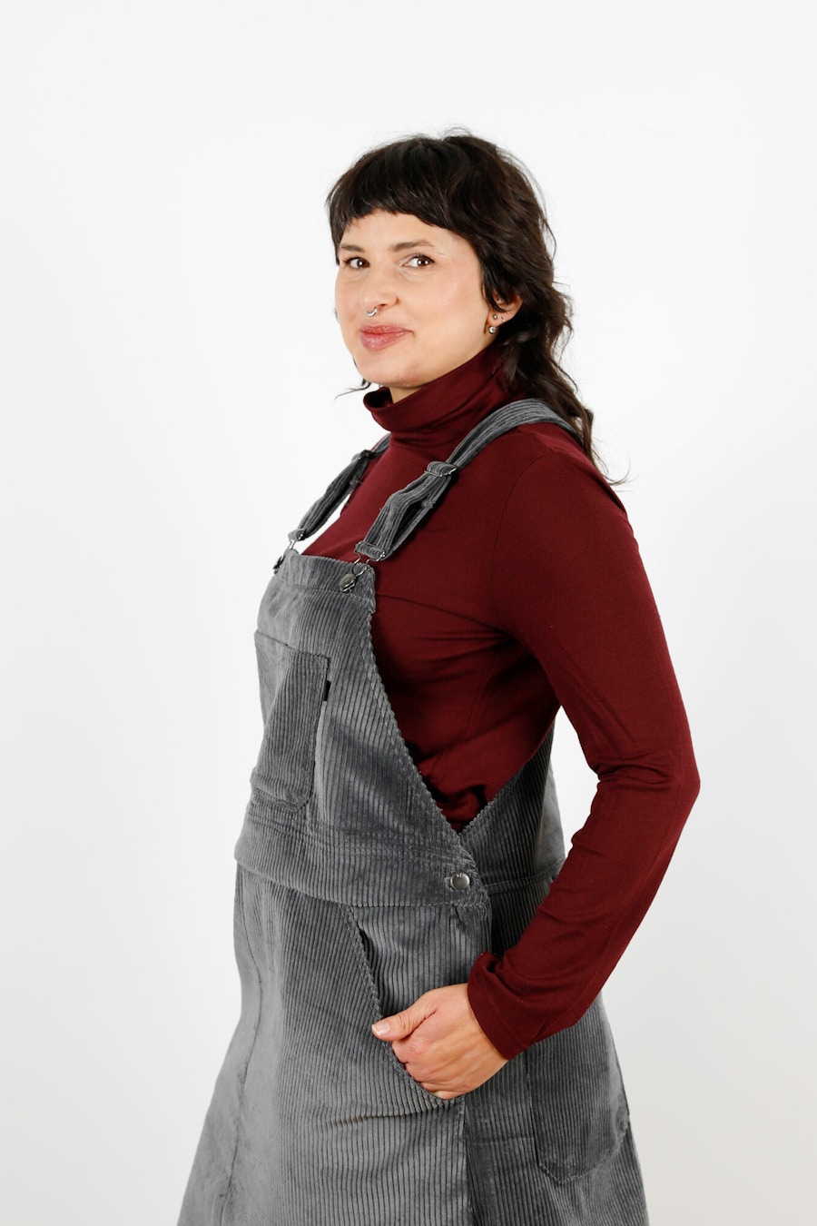 Margo Pinafore Side Portrait