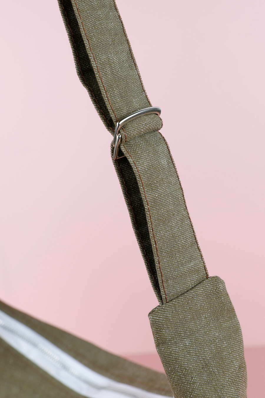Denim Crossbody Bag Strap Detail Pink