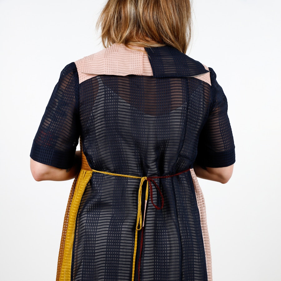 SQ Back Closeup Side Becca Mary White Check Silk Dress 27