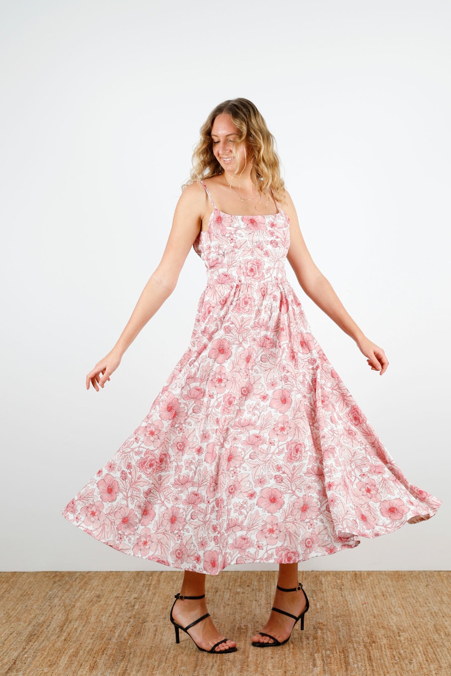 Beth Fit Flare Dress Front Swish Arms Out