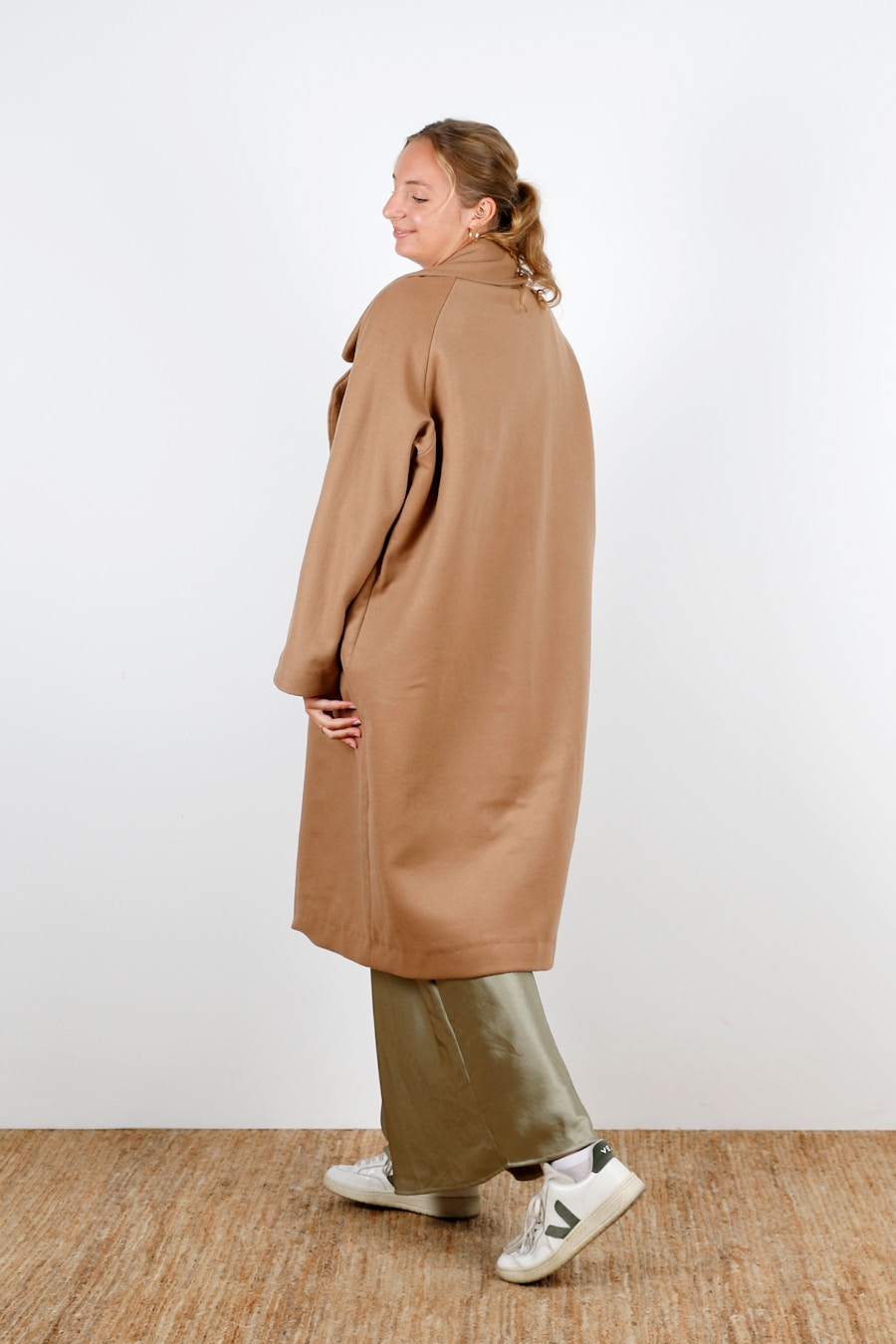 Beth Poppy Coat Back Turn