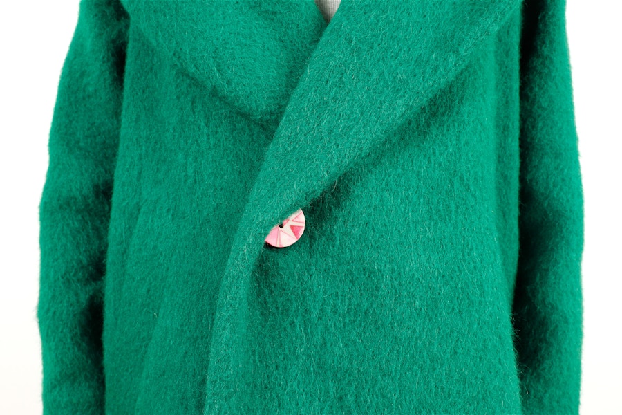 Landscape Bianca Poppy Coat Button Closeup
