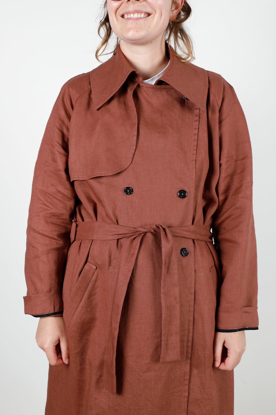 Steph Cortland Trench Buttoned Up Crop