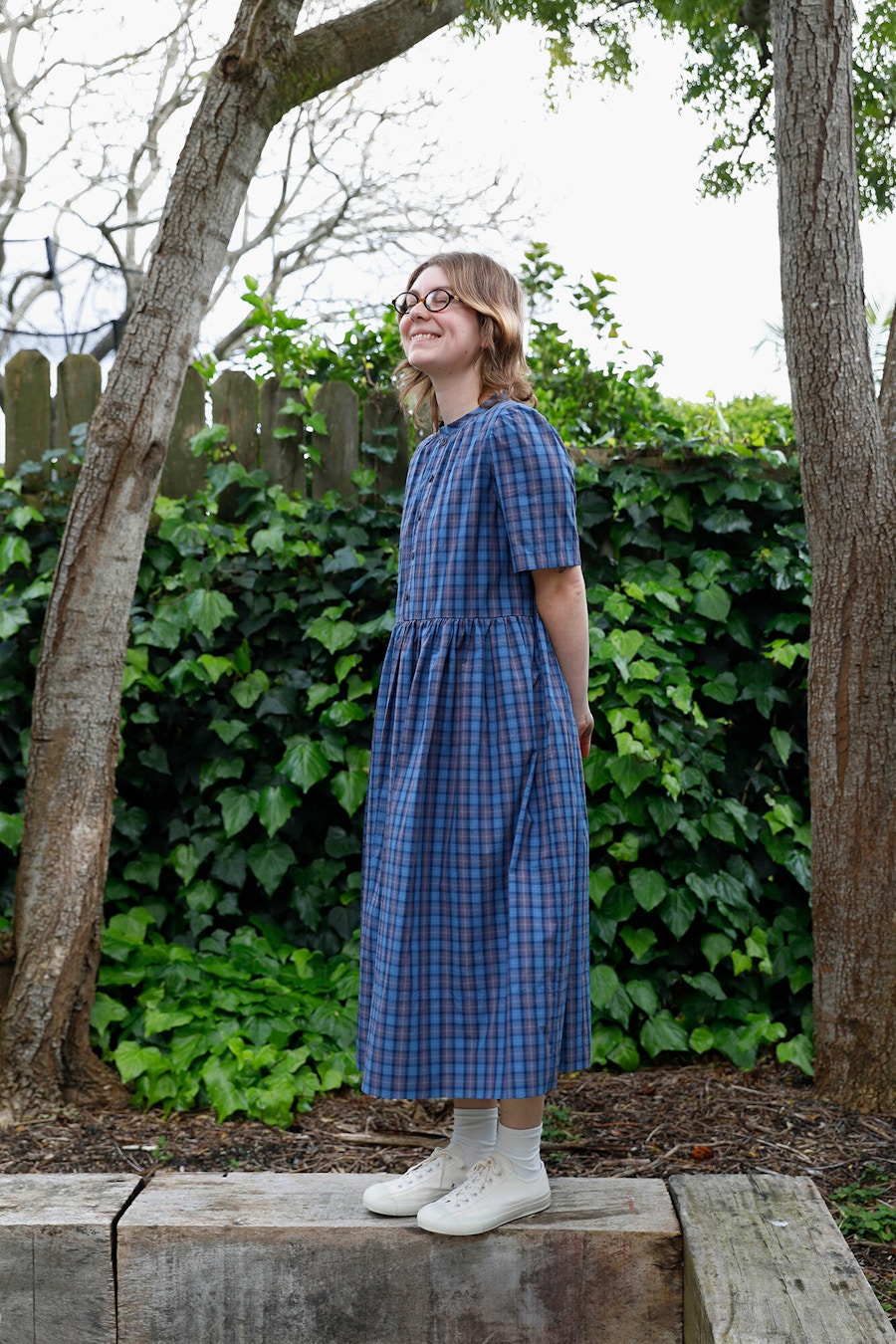 Steph Orchards Dress Outside Side Smiling